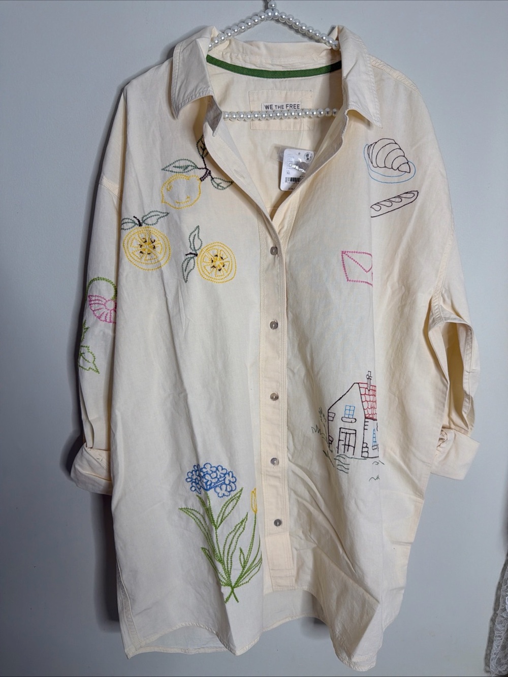 We The Free People Spring Villa Button Down Embroidered Cute Shirt Top - Picture 4 of 7